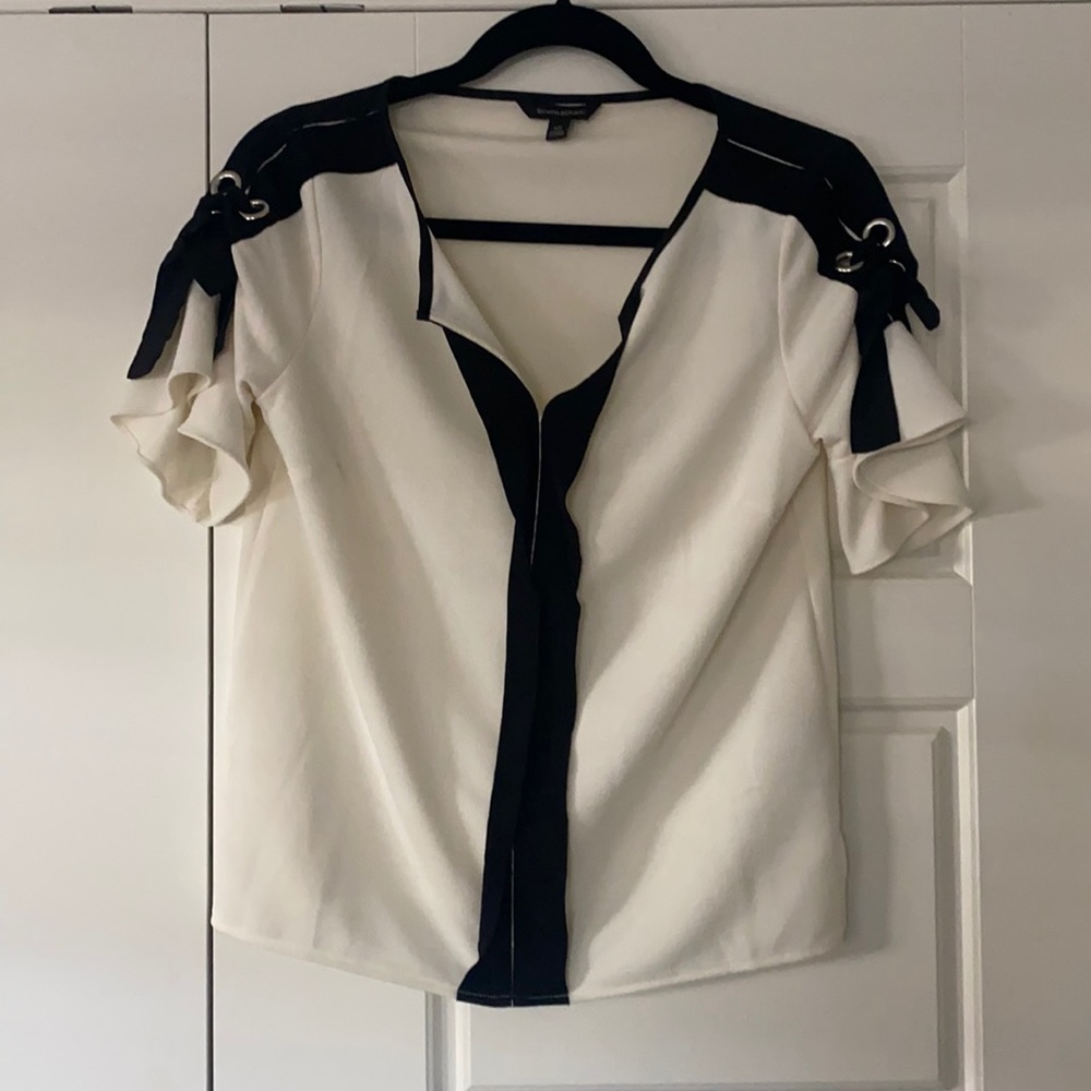 Ivory and black Banana Republic blouse